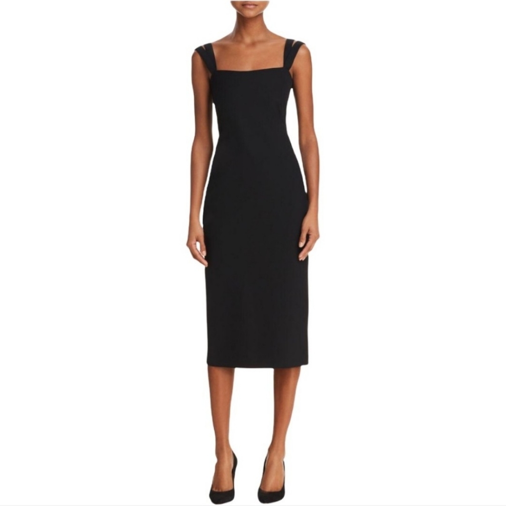 Theory Perfect Sheath Black Midi Dress Size 6 NWT